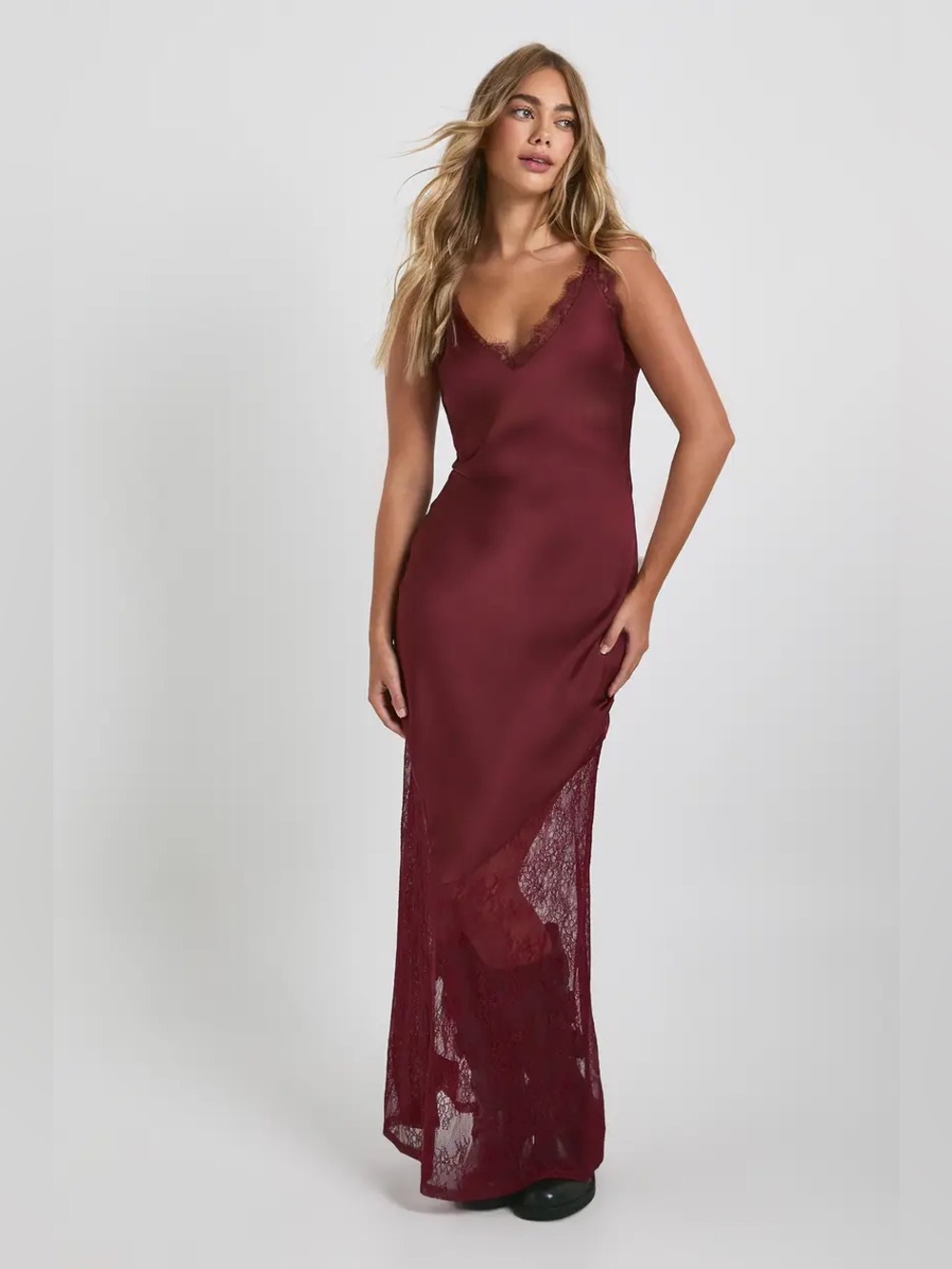 Boohoo Lace Hem Slip Dress
